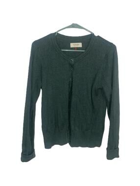 Green Button Cardigan Minimalist Clean Girl Cozy Preppy Knit Sweater Small Cozy